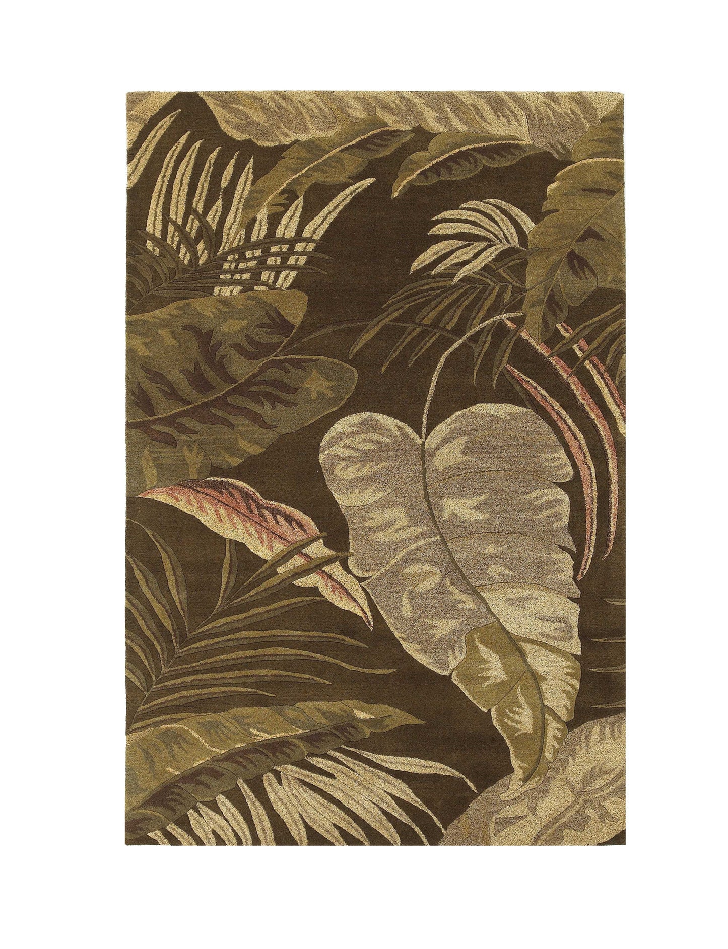 3' X 4' Mocha Brown Hand Tufted Tropical Leaves Indoor Area Rug