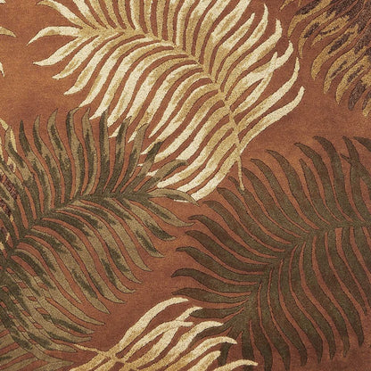 5' X 8' Rust Orange And Green Wool Botanical Leaves Hand Tufted Area Rug
