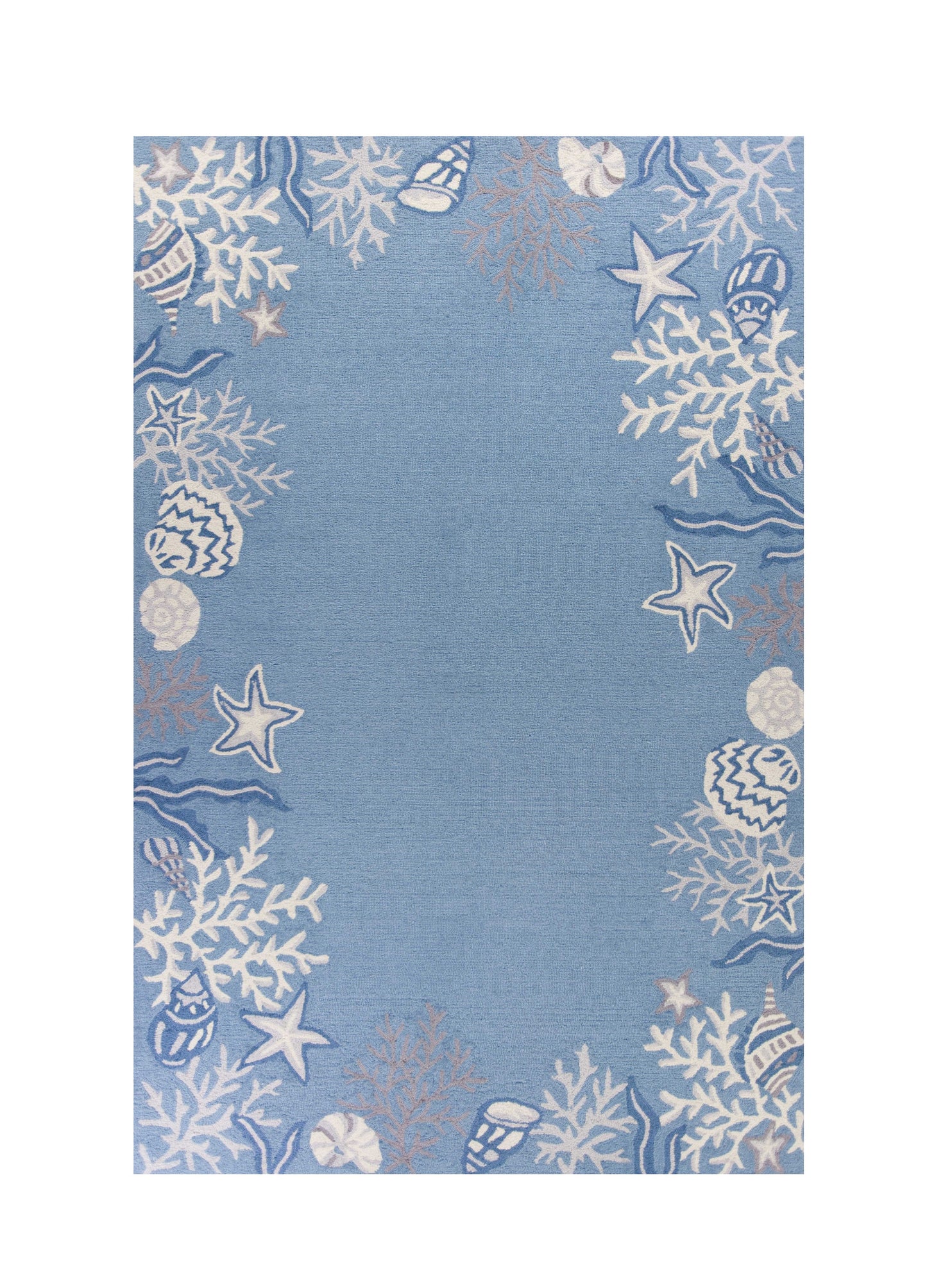 2' X 4' Light Blue Coral Hand Tufted Area Rug