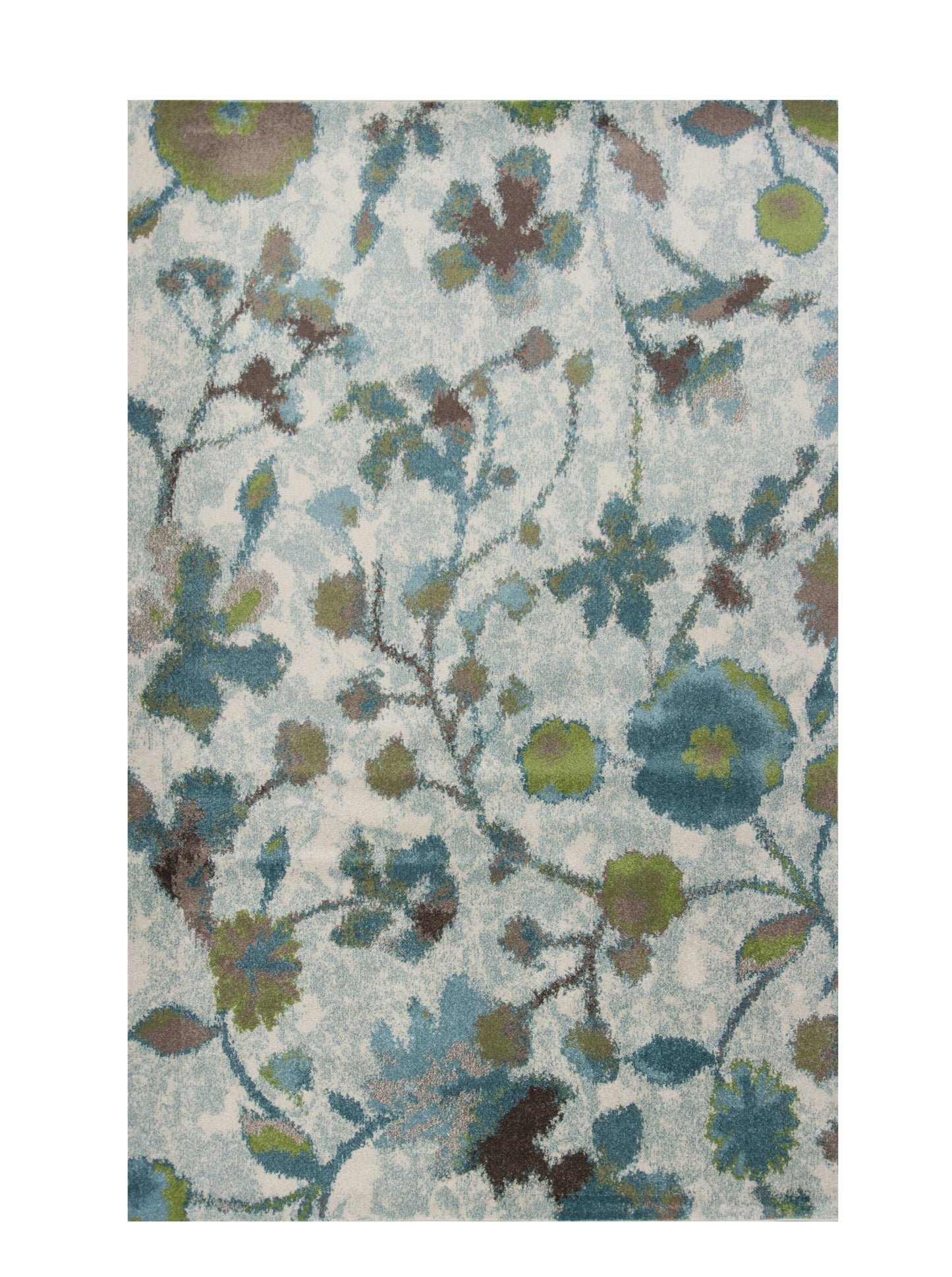 3' X 5' Teal Floral Vines Area Rug