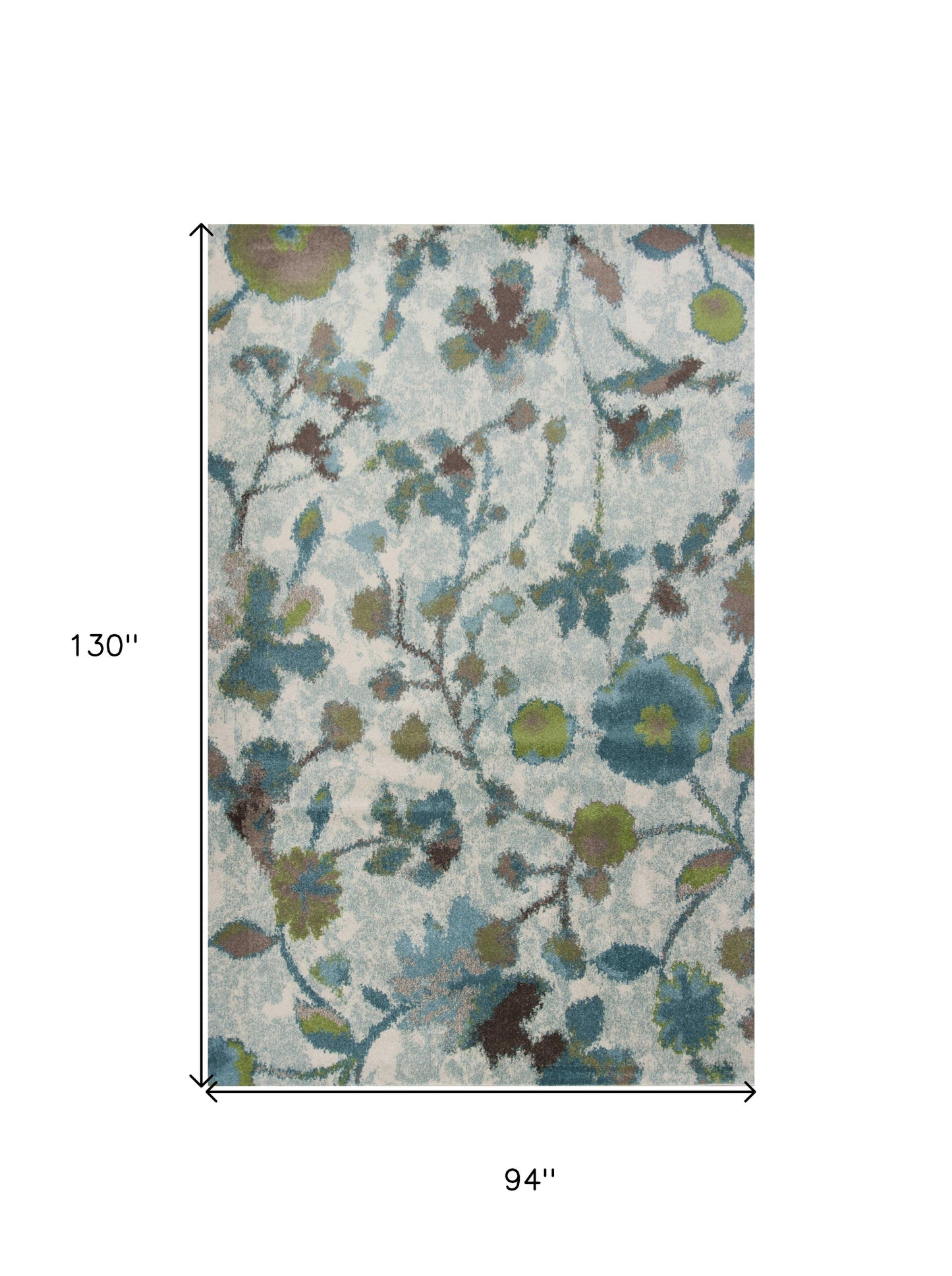 3' X 5' Teal Floral Vines Area Rug