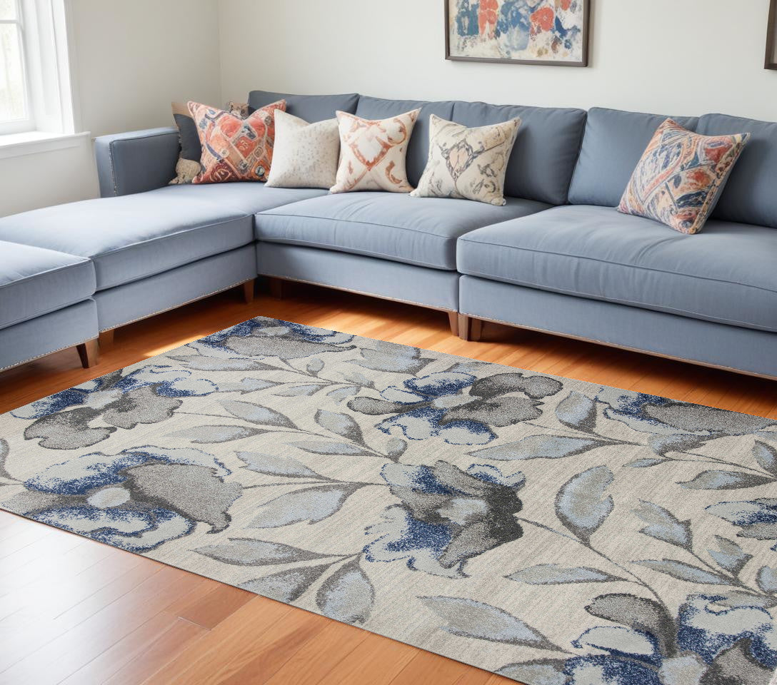 7' X 10' Blue and Gray Area Rug