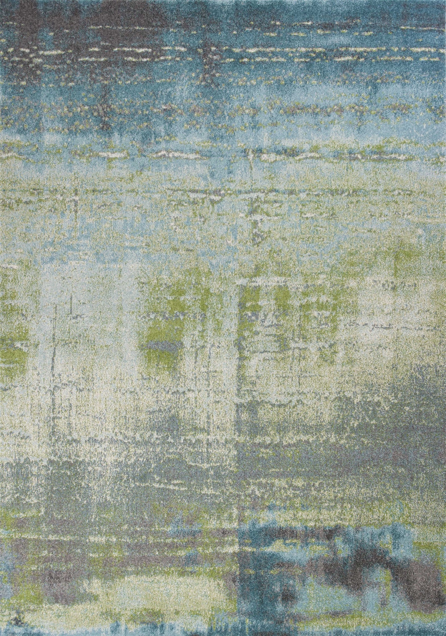 3' X 5' Blue and Green Abstract Brushstrokes Area Rug