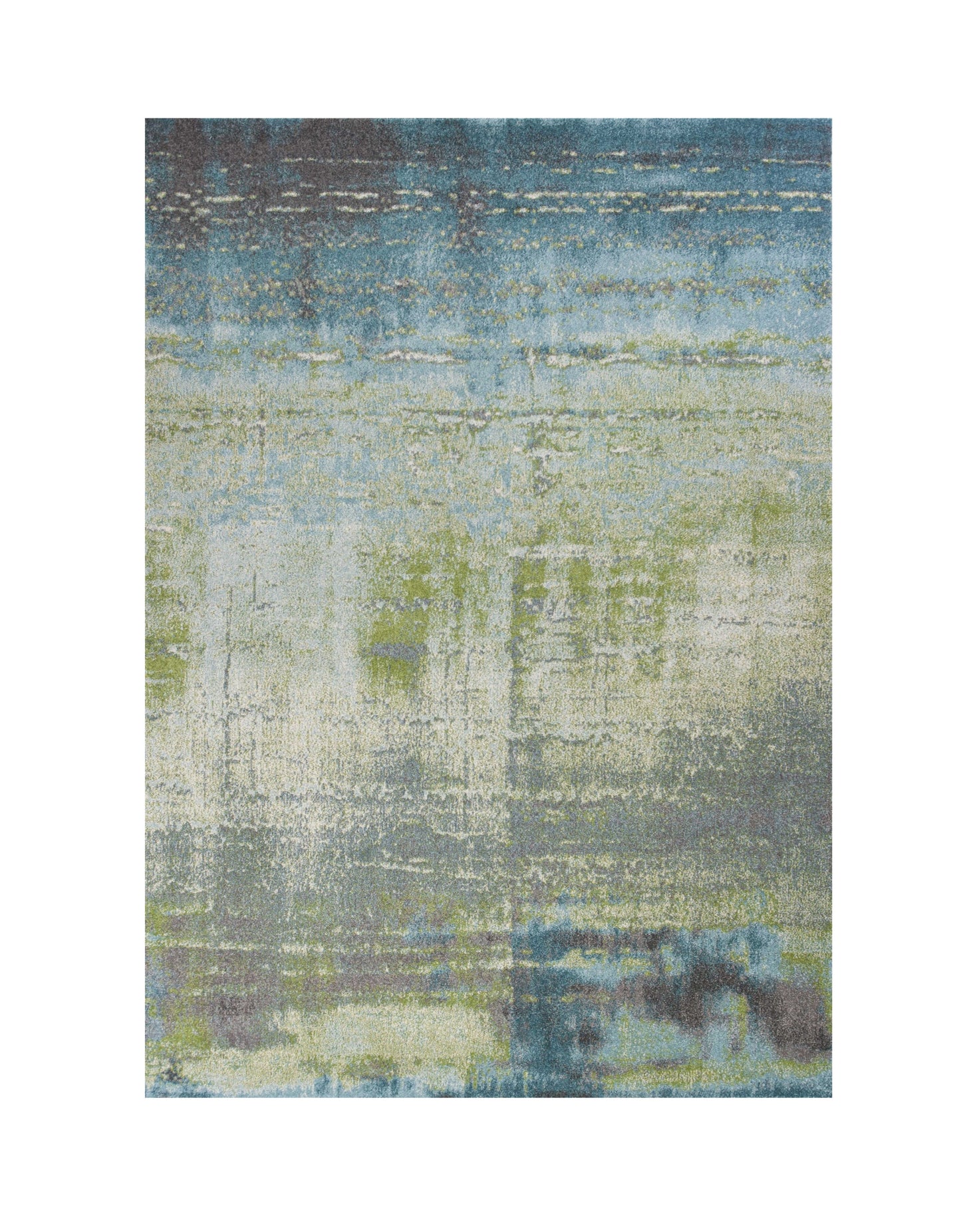 3' X 5' Blue and Green Abstract Brushstrokes Area Rug