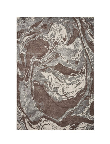7' X 10' Brown And Ivory Abstract Area Rug