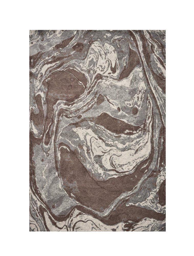 7' X 10' Brown And Ivory Abstract Area Rug