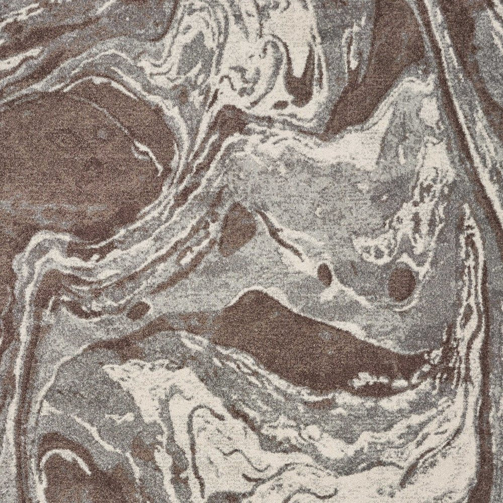 7' X 10' Brown And Ivory Abstract Area Rug