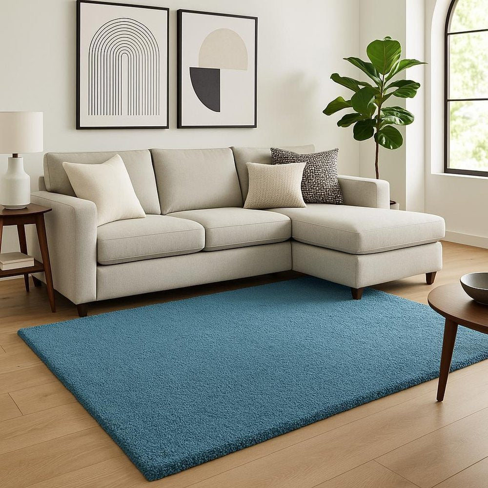 8' Blue Hand Woven Round Rug
