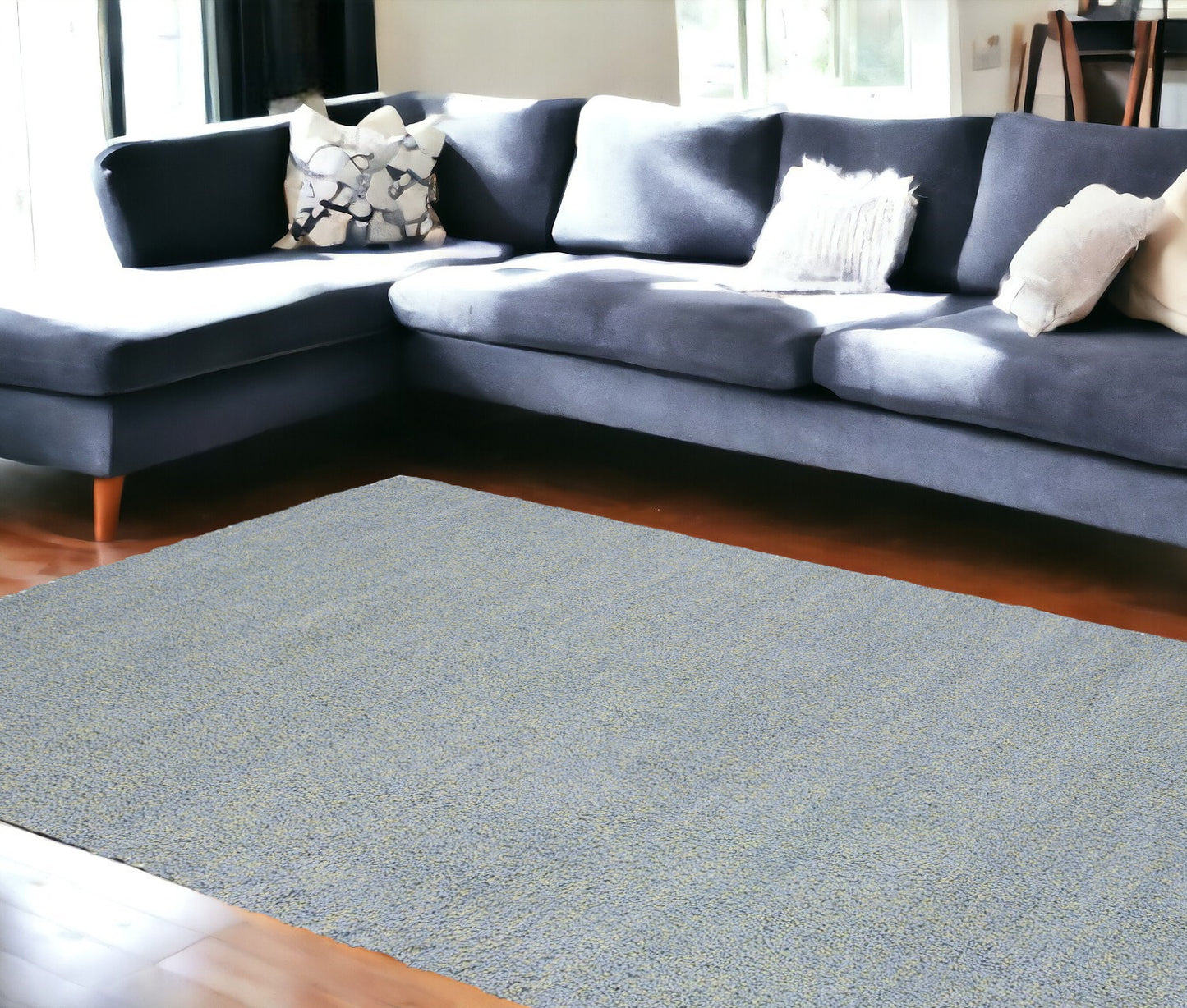 8' Blue Heather Indoor Shag Runner Rug