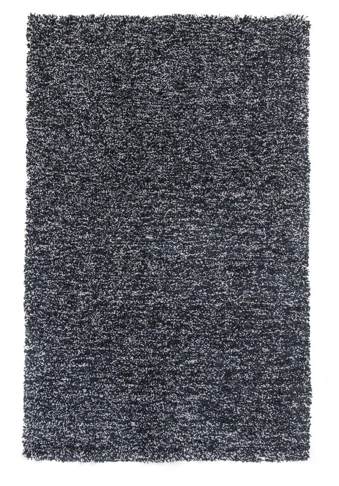 8' X 10' Black And White Shag Hand Woven Area Rug
