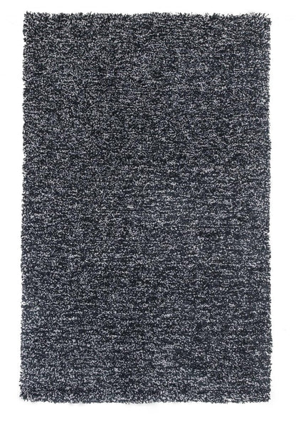 8' X 10' Black And White Shag Hand Woven Area Rug