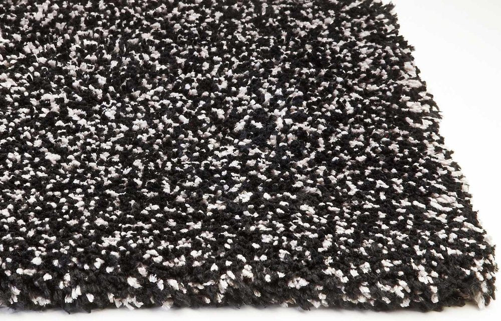8' X 10' Black And White Shag Hand Woven Area Rug