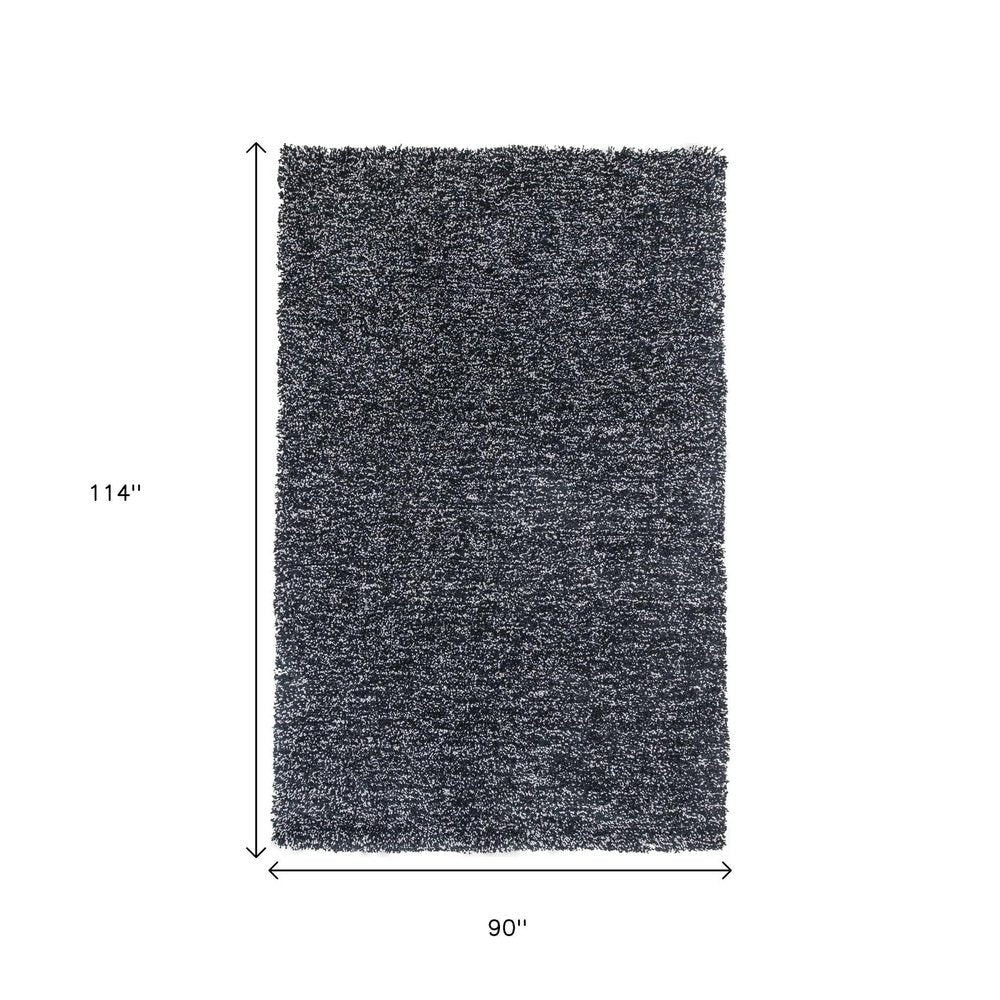 5' X 7' Black And White Shag Hand Woven Area Rug