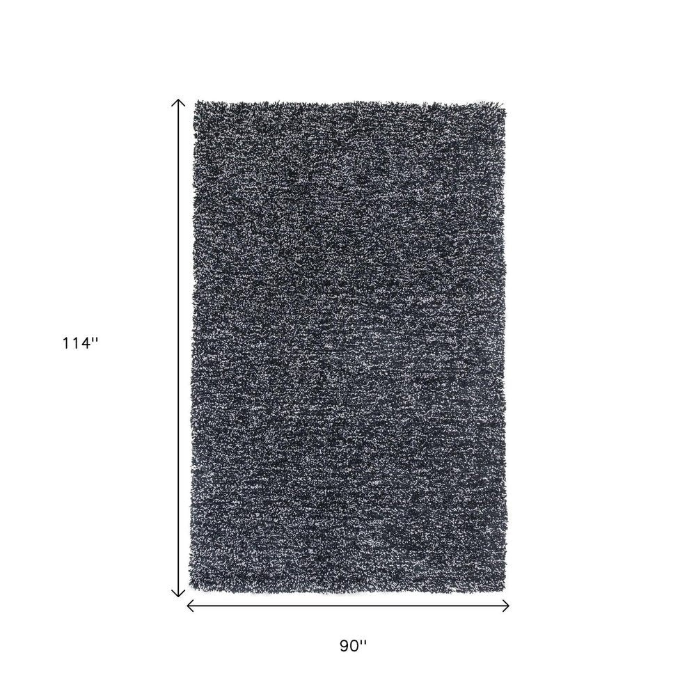 8' X 10' Black And White Shag Hand Woven Area Rug