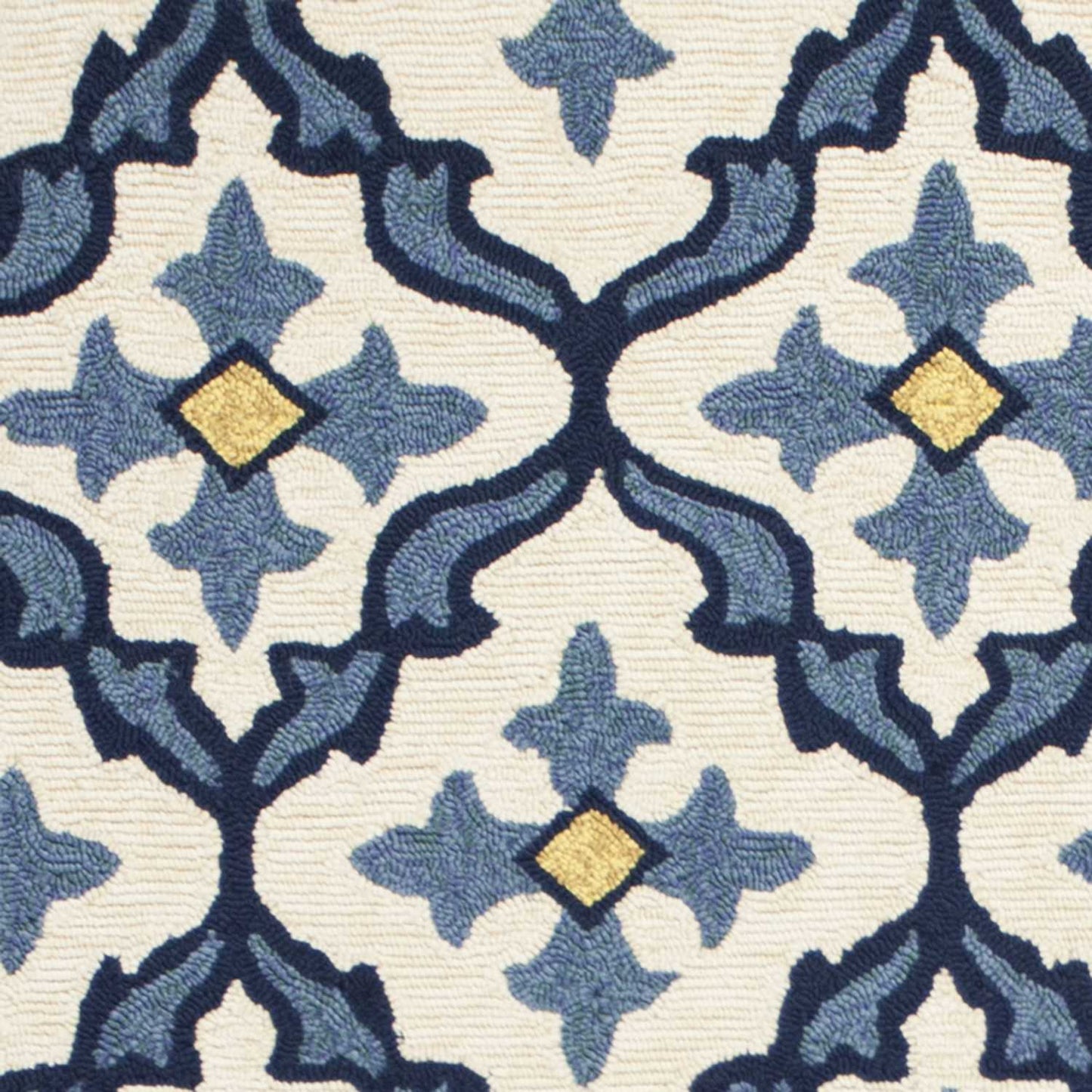 5' X 8' Ivory And Blue Moroccan Indoor Outdoor Area Rug