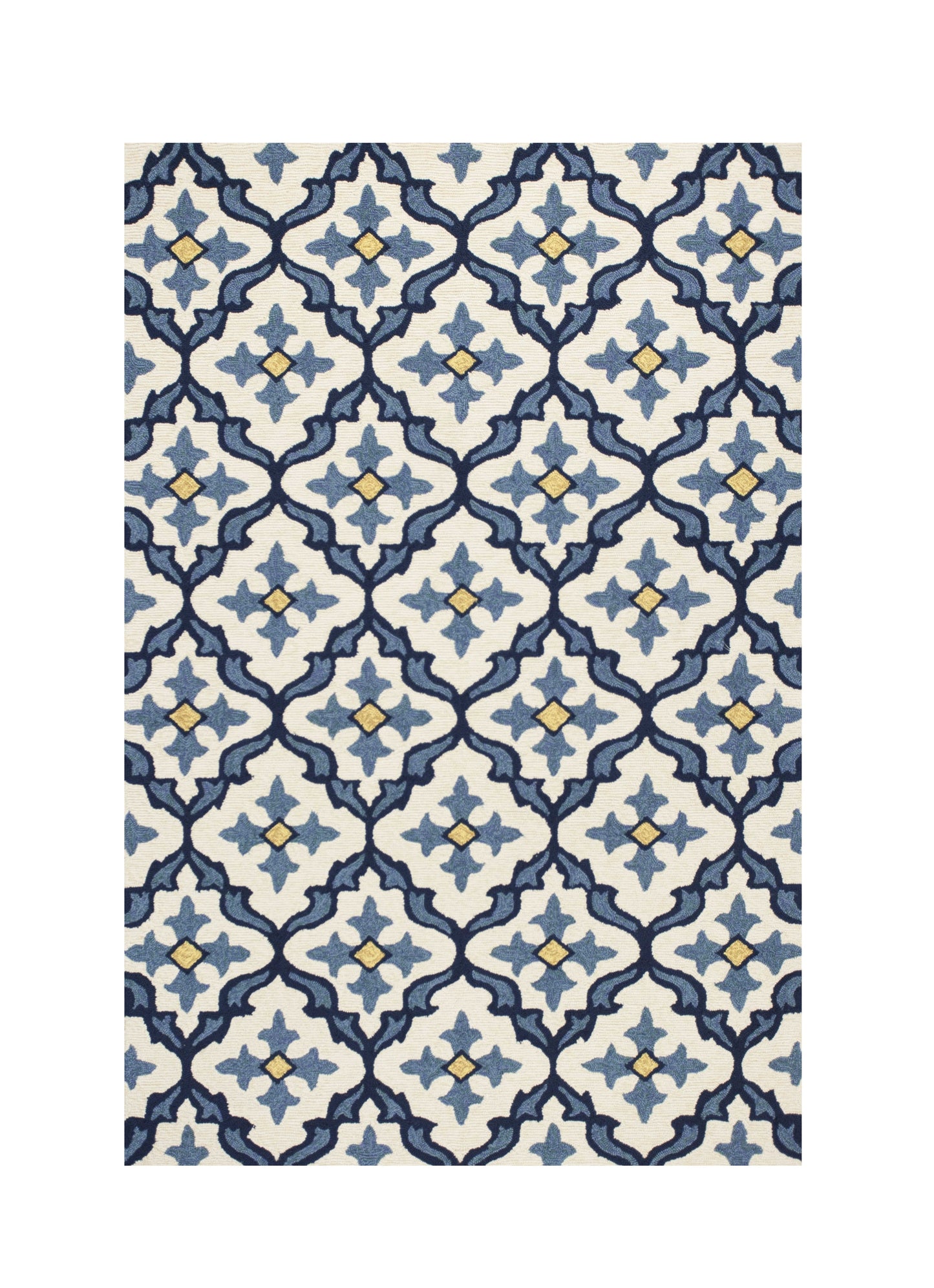5' X 8' Ivory And Blue Moroccan Indoor Outdoor Area Rug