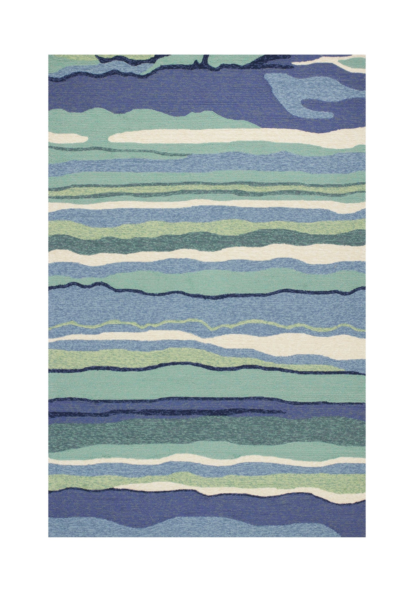 8' X 10' Blue Abstract Waves Indoor Outdoor Area Rug