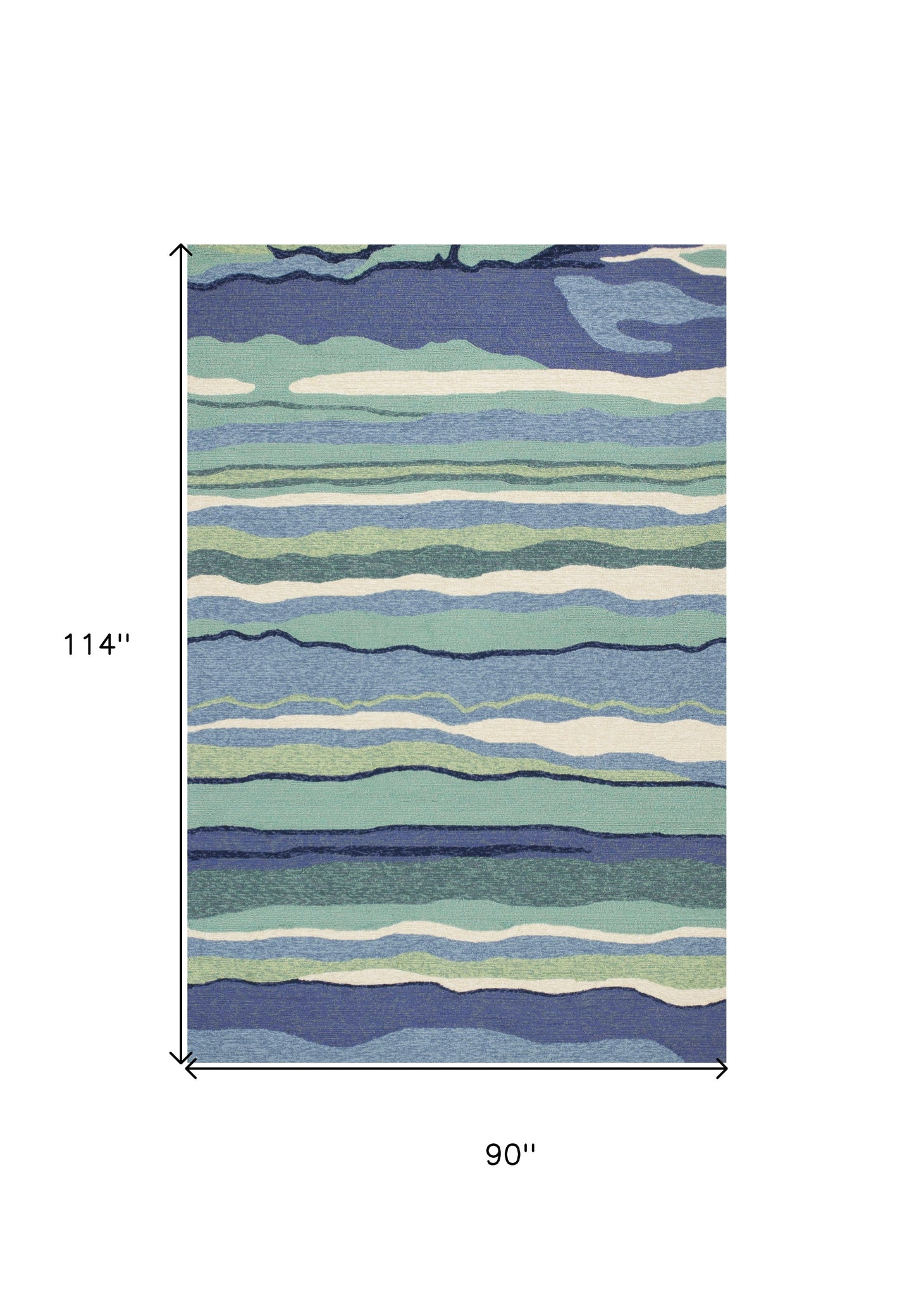 8' X 10' Blue Abstract Waves Indoor Outdoor Area Rug