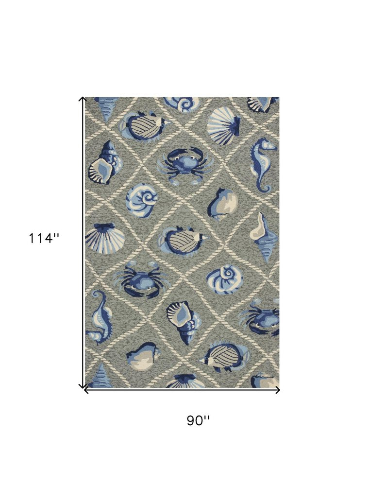 8' X 10' Gray Abstract Indoor Outdoor Area Rug