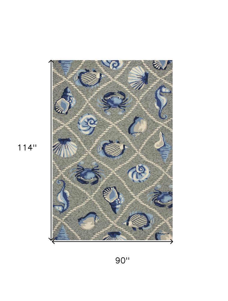 8' Round Gray Round Abstract Handmade Indoor Outdoor Area Rug