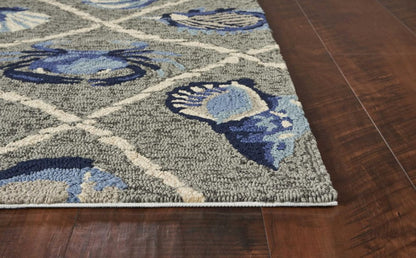 8' X 10' Gray Abstract Indoor Outdoor Area Rug