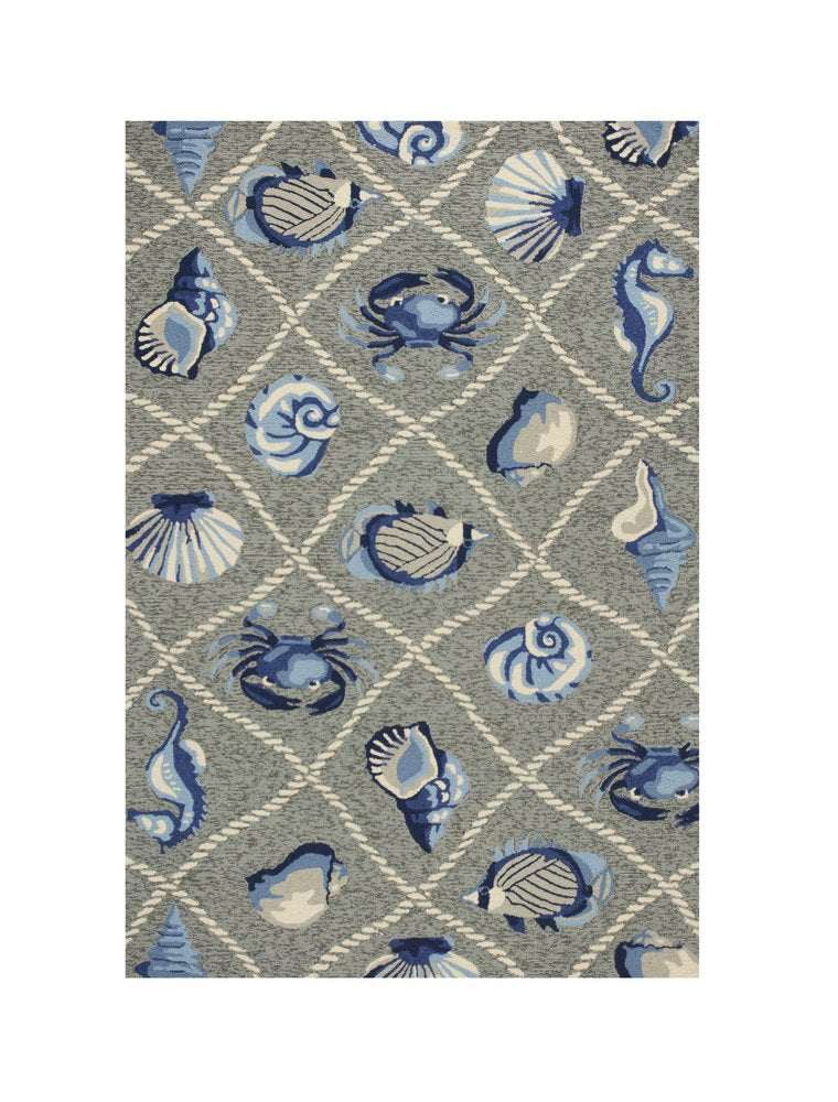 8' Round Gray Round Abstract Handmade Indoor Outdoor Area Rug