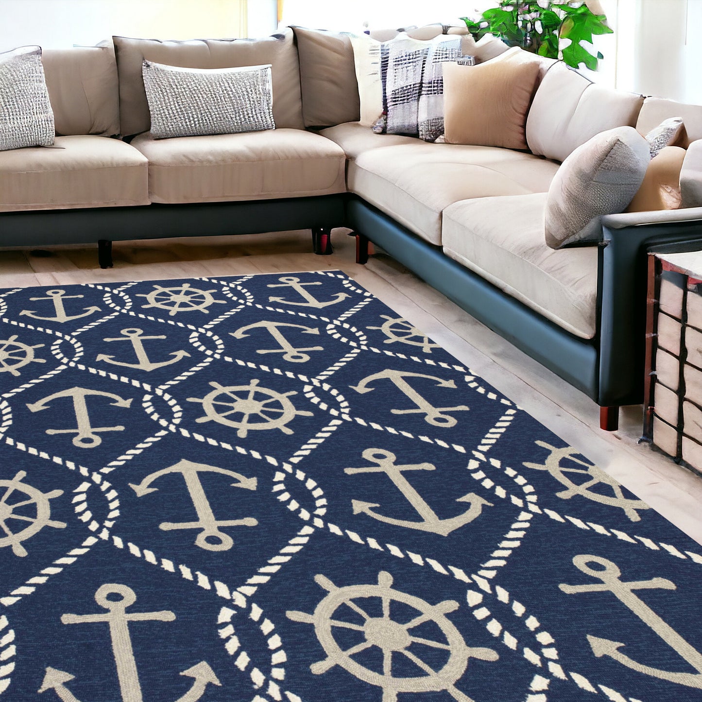 3' X 5' Navy Blue Hand Tufted Area Rug