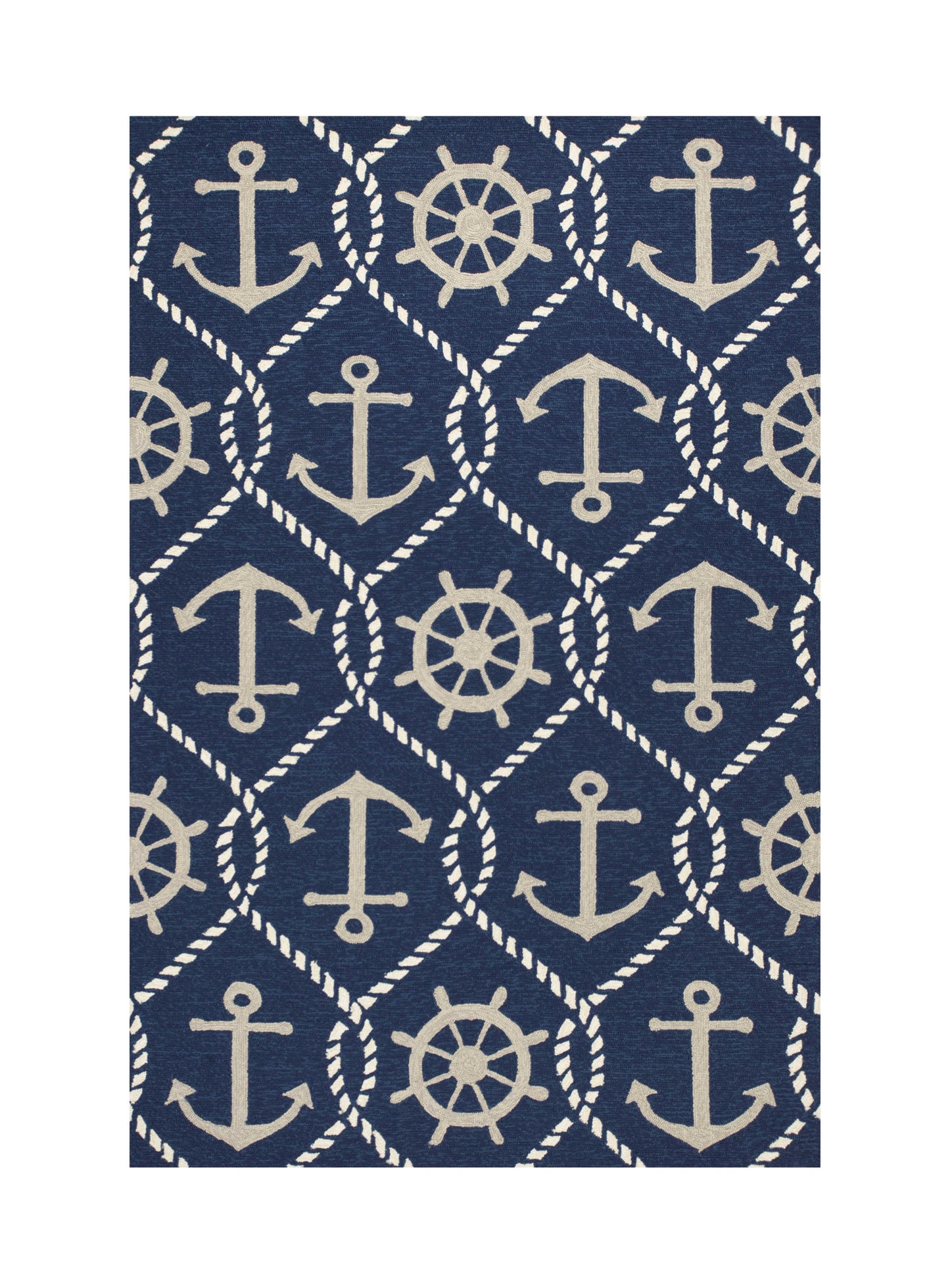 7' Round Uv Treated Polypropylene Navy Area Rug