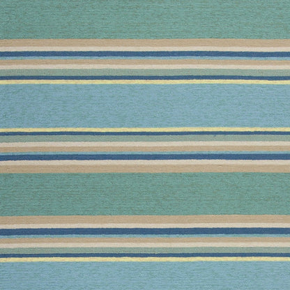 8' X 10' Blue Striped Handmade Indoor Outdoor Area Rug
