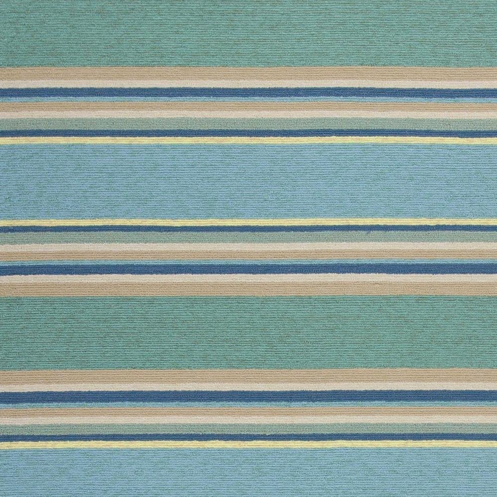 8' X 10' Blue Striped Handmade Indoor Outdoor Area Rug