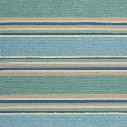 8' X 10' Blue Striped Handmade Indoor Outdoor Area Rug