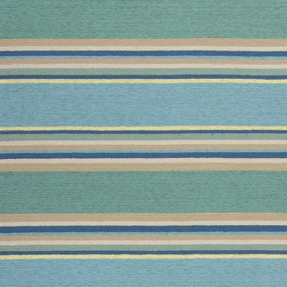 8' Blue Round Striped Indoor Outdoor Area Rug
