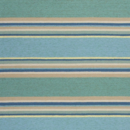 8' Blue Round Striped Indoor Outdoor Area Rug
