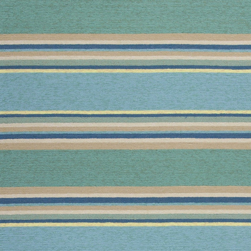 8' X 10' Blue Striped Handmade Indoor Outdoor Area Rug