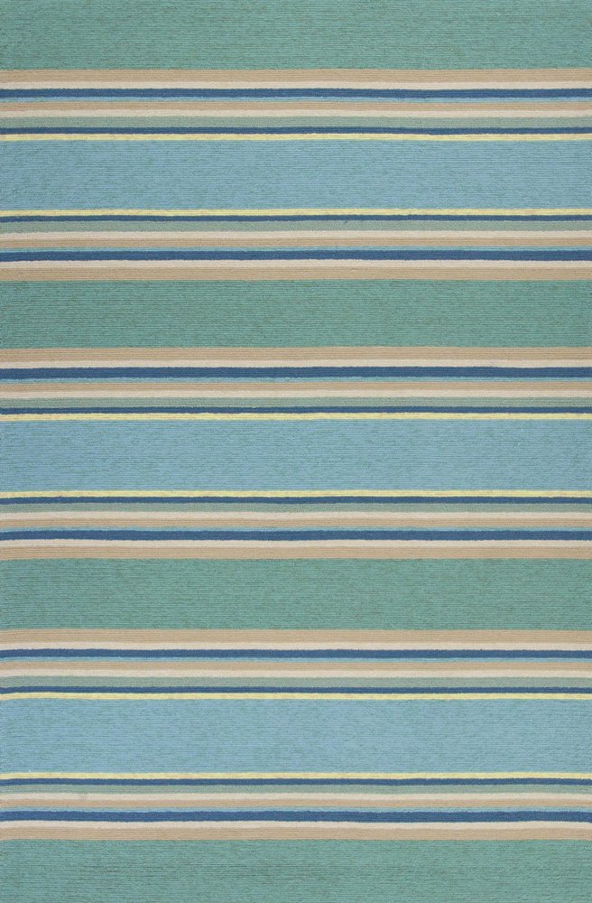 8' X 10' Blue Striped Handmade Indoor Outdoor Area Rug