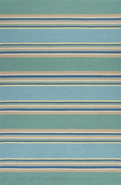 8' X 10' Blue Striped Handmade Indoor Outdoor Area Rug