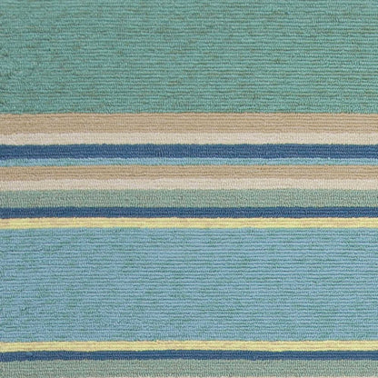 8' Blue Round Striped Indoor Outdoor Area Rug