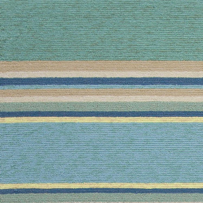 8' X 10' Blue Striped Handmade Indoor Outdoor Area Rug