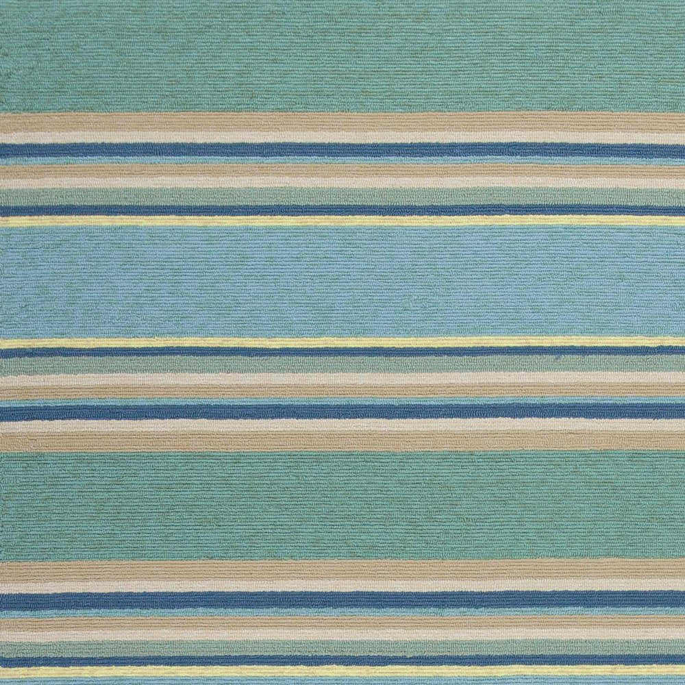 8' X 10' Blue Striped Handmade Indoor Outdoor Area Rug
