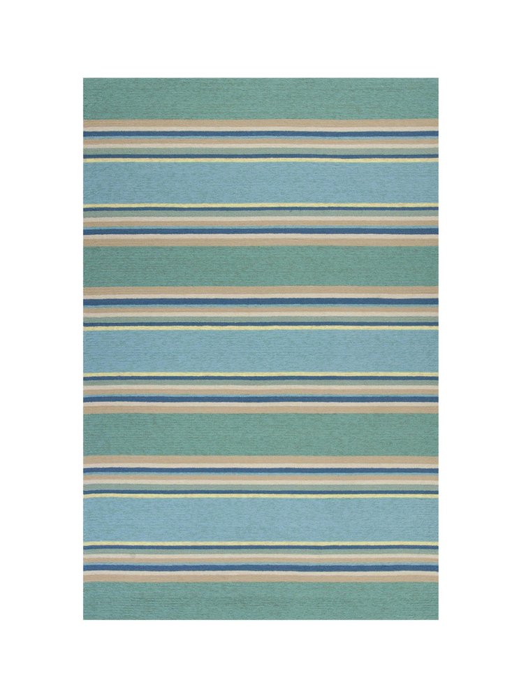 8' Blue Round Striped Indoor Outdoor Area Rug