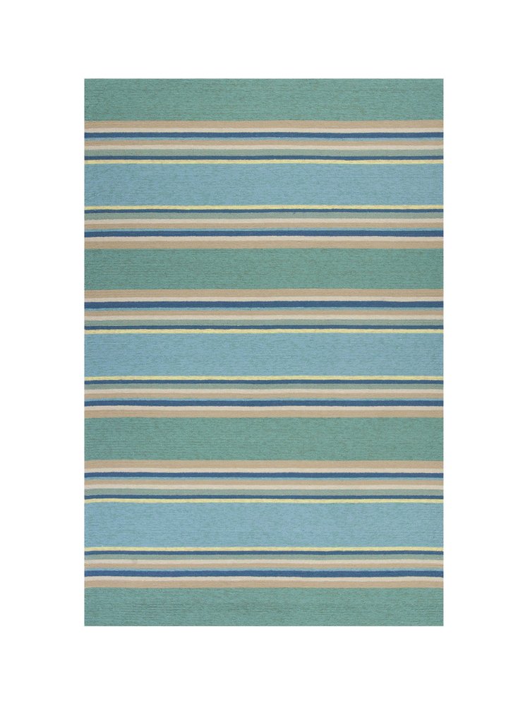 8' Blue Round Striped Indoor Outdoor Area Rug