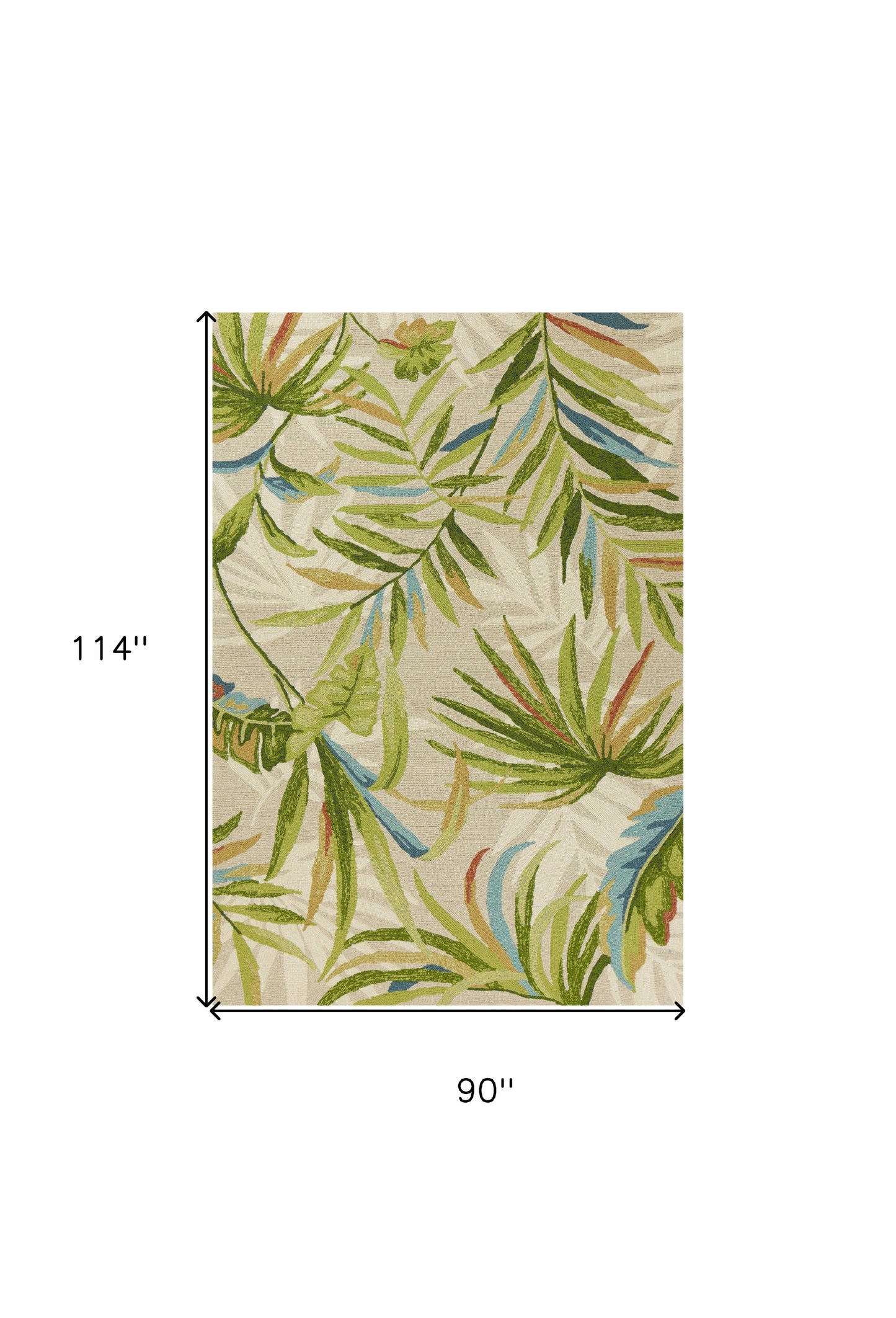 3' X 5' Sand Tropical Botanical Hand Tufted Area Rug