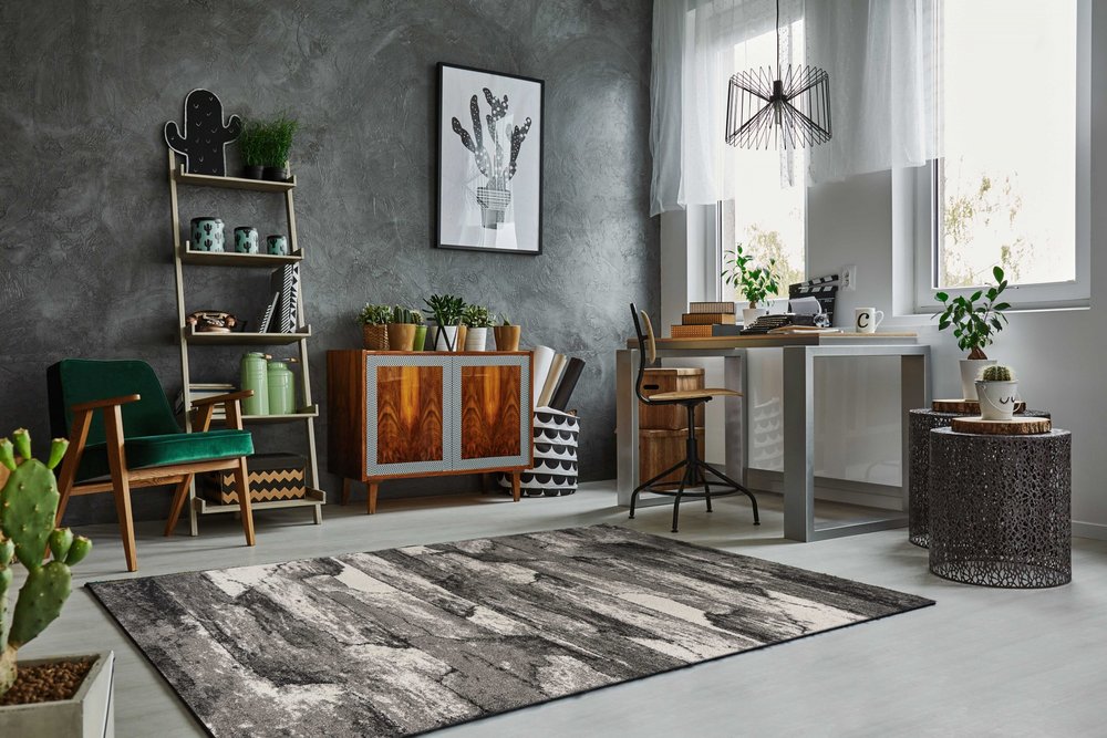8' x 11' gray abstract area rug