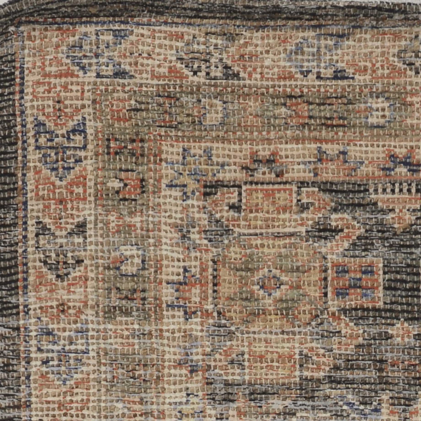 3' X 5' Charcoal Medallion Hand Woven Distressed Area Rug