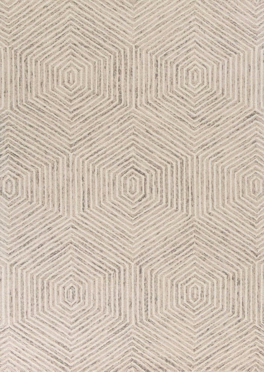 8' X 10' Sand And Beige Wool Geometric Hand Tufted Area Rug