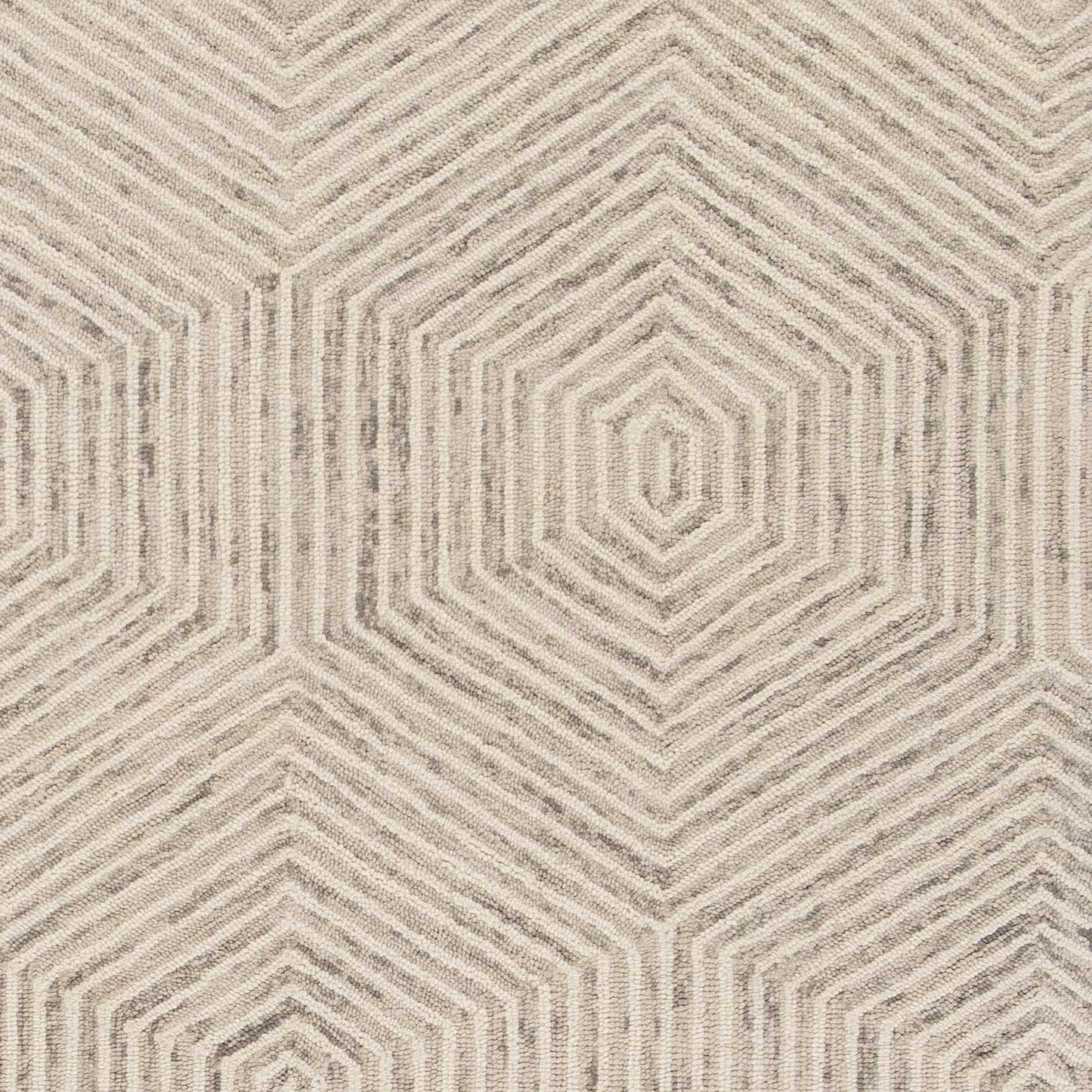 5' X 7' Ivory Geometric Hexagon Wool Indoor Area Rug