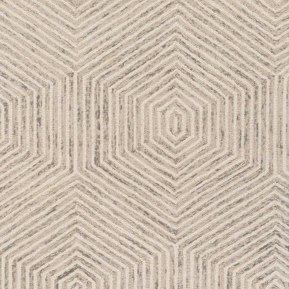 5' X 7' Sand And Beige Wool Geometric Hand Tufted Area Rug