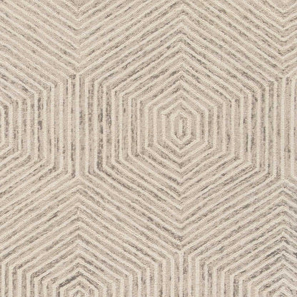 5' X 7' Sand And Beige Wool Geometric Hand Tufted Area Rug