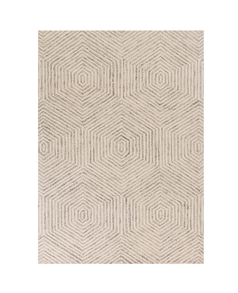 5' X 7' Sand And Beige Wool Geometric Hand Tufted Area Rug