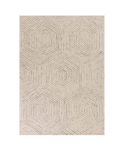 8' X 10' Sand And Beige Wool Geometric Hand Tufted Area Rug
